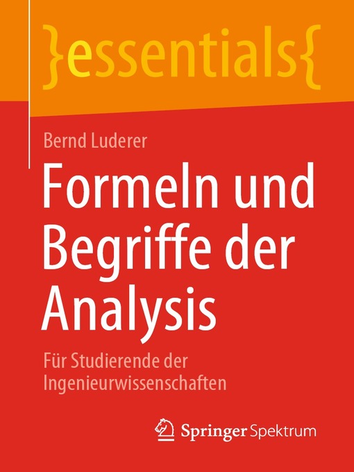 Title details for Formeln und Begriffe der Analysis by Bernd Luderer - Available